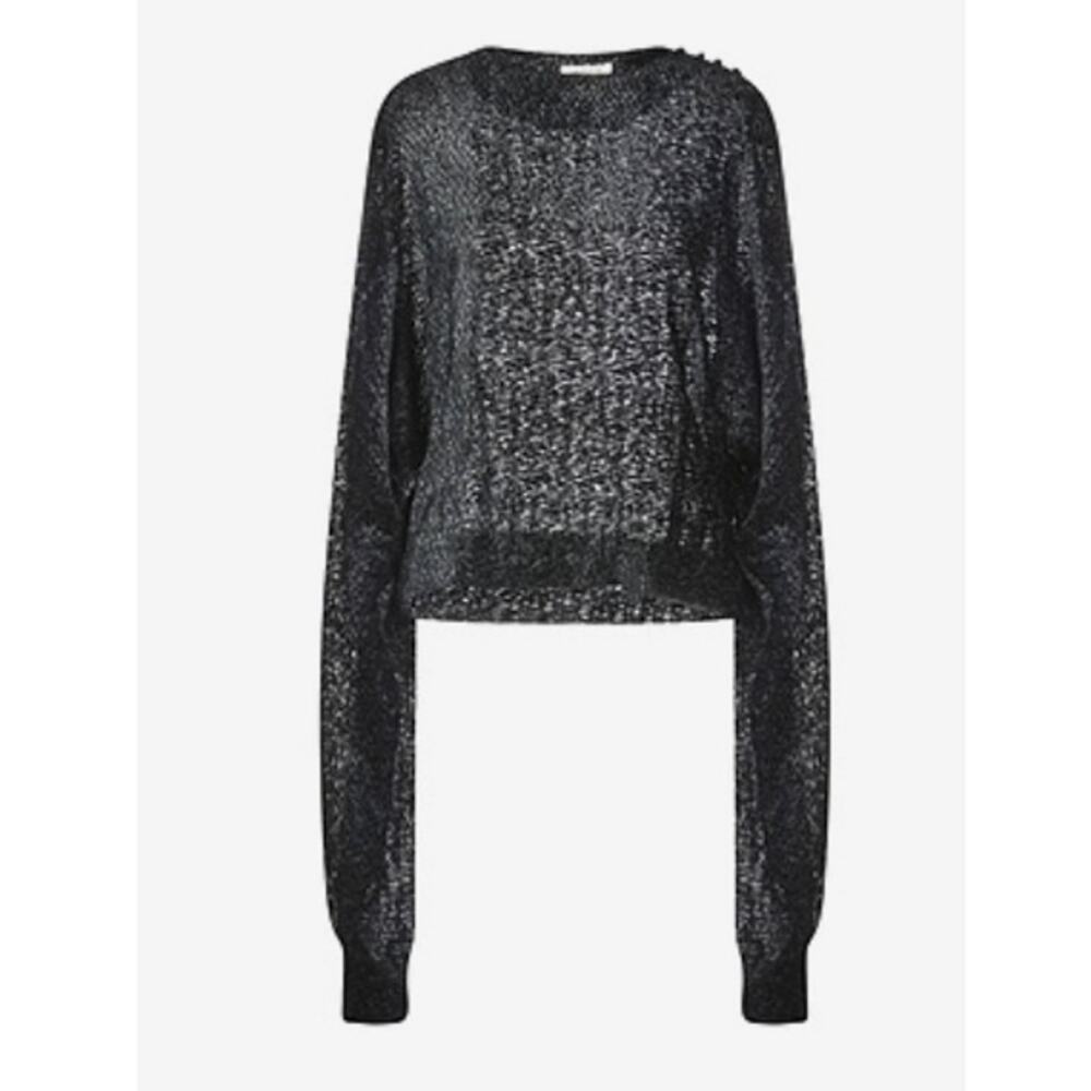The Attico Woven Long Sleeve Blouse Black size 8
